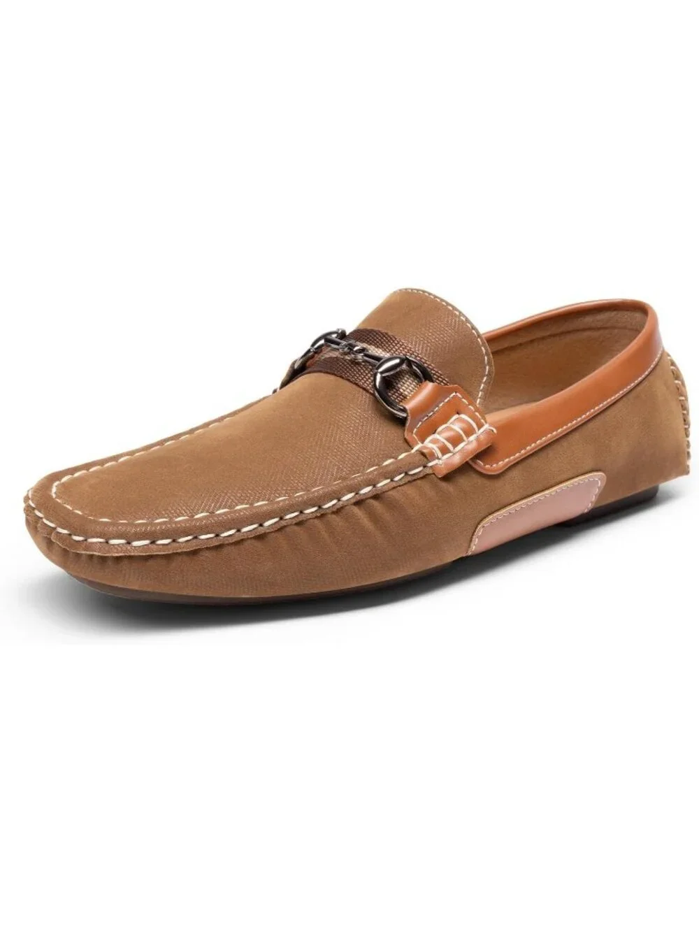 Men's Tan Faux Leather Loafers Slip On Flexible and Comfort Moccasins Shoes